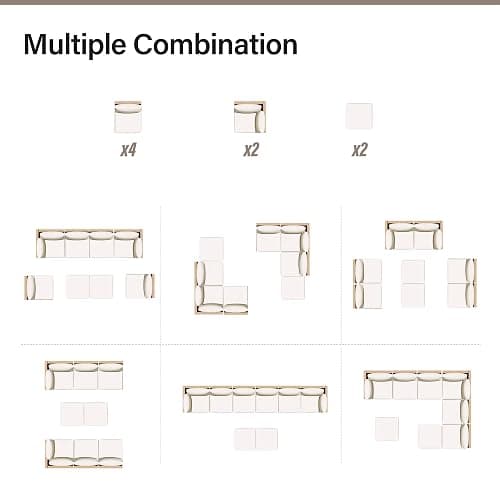 LAUSAINT HOME Outdoor Patio Furniture, 8 Piece Outdoor Sectional Sofa PE Rattan Wicker Patio Conversation Sets,All Weather Patio Furniture Set with Thick Cushions for Garden, Poolside, Backyard(Beige) thumbnail 9