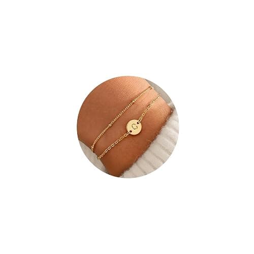MONOZO Gold Bracelets for Women Christmas Gifts - Dainty 18K Gold Plated Disc Monogram Letter A-Z Initial Bracelets for Women Trendy Personalized Letter Bracelet Birthday Christmas Gifts for Her - Image 1