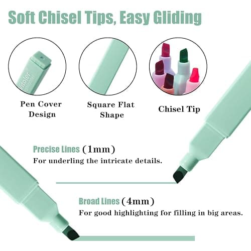 Piochoo Highlighters, 8 Pack Aesthetic Highlighters, Assorted Colors, Chisel Tip, No Bleed Bible Highlighter Pastel for Journaling Office School Bible Study Supplies thumbnail 3
