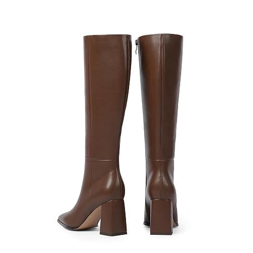 VIUGJNEX Knee High Boots for Women Chunky Heel Pointed Toe Fall High Heel Side Zipper Long Boots Dressy thumbnail 7
