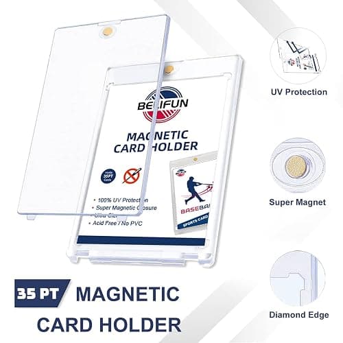 20-Pack One Touch Magnetic Card-Holders - 35PT Trading Card Holders, UV Protection Clear Acrylic Card Cases, Card Protector for Game, Baseball Sports Cards, Fit for Standard Cards Storage and Display thumbnail 4