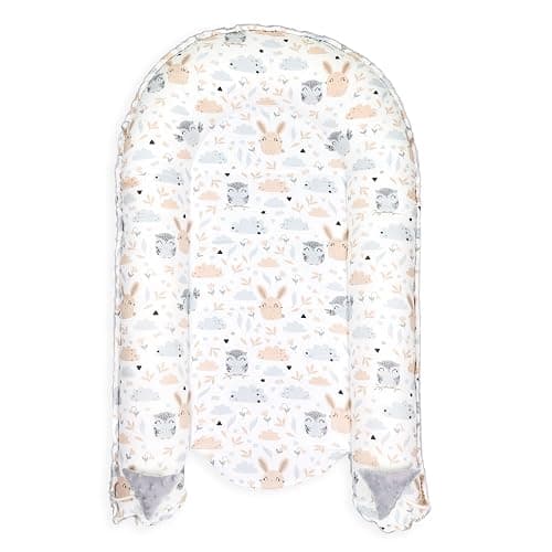 Nestchen Baby - Babynestchen Neugeborene Minky Babynest für Kinderbett Vielseitiges tragbar Nest kuschelnest zubehör für babybett warm Winter coccon Eule Grau - 90x50 cm (1er Pack) - Eule Grau thumbnail 4