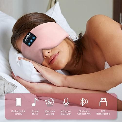 Joythink Sleep Headphones Bluetooth Sleep Mask Silk Kids Children Headband Earphones Bluetooth Eye Mask for Sleeping On Side Blackout Soft Sleep Earphones Music Eye Cover thumbnail 3