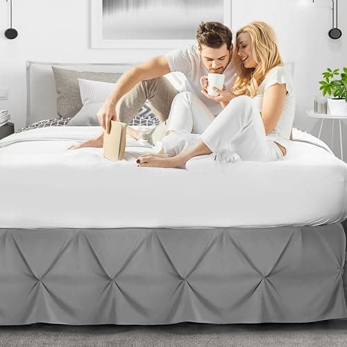 Nestl Dark Grey Bed Skirt Queen Size, Pinch Pleat Queen Bed Skirt, 14" Inch Drop Queen Bedskirt, Hotel Quality Dark Grey Bed Skirts Premium Microfiber Bedskirt for Queen Bed, Dark Grey Queen Bed Skirt - Queen - Dark Grey thumbnail 6