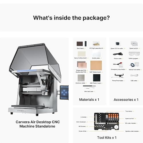 Carvera Air Desktop CNC Machine, Compact Enclosed Mini CNC Mil 3 Axis with Makera CAM, Quick Tool Changer,Closed-Loop Stepper Motor Milling Engraving Machine for Carving Arts Crafts DIY Design thumbnail 9
