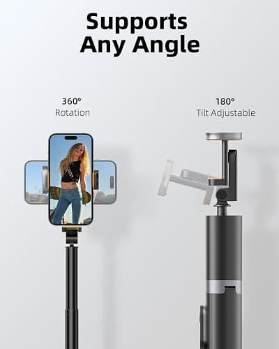 TODI 63" Cell Phone Selfie Stick Tripod, Portable Tripod for iPhone with Wireless Remote, Extendable Smartphone Stand, All-in-1, Compatible with iPhone/Android thumbnail 4