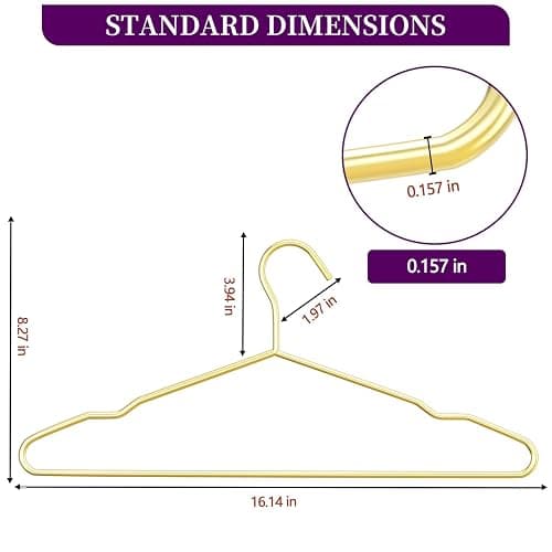 40Pack Gold Hangers + 5 Clothes Pins, Premium Glossy Gold Strong Metal Hangers, Upgraded Thickened Reinforced 50lbs Weight Capacity, Suitable for Heavy Coats, Jackets, Shirts, Dresses thumbnail 2