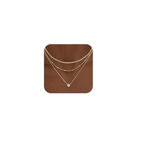 WomenGifts Layered Gold Necklaces for Women, 14K Gold Sterling Silver Plated Dainty Pendant Necklace Set Non Tarnish, Chunky Stackable Cuban Chain Choker, Trendy Birthstone Vacation Jewelry Gift thumbnail 9