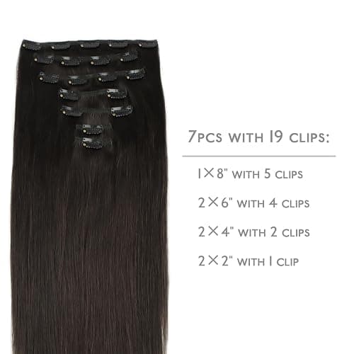WENNALIFE Clip in Hair Extensions Real Human Hair, 18 Inch 120g 7pcs Human Hair Extensions Clip Ins, Dark Brown Coloured Remy Hair thumbnail 2