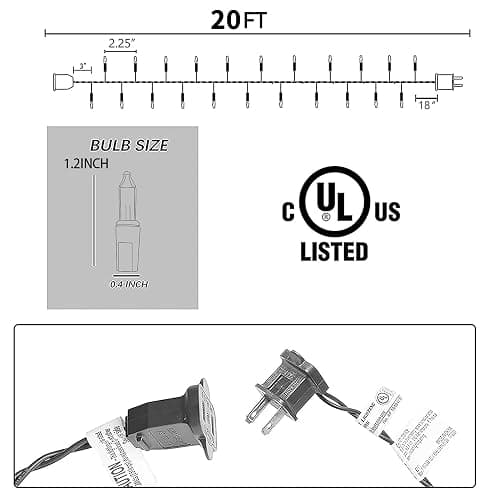 Dazzle Bright Orange Halloween Mini Lights, 20FT 100 Count Waterproof Incandescent Lights Plug in, Connectable Halloween Decorations for Indoor Outdoor Party Yard thumbnail 2