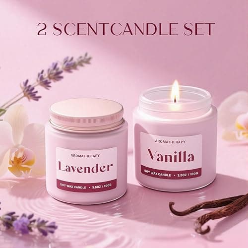 Waxcanpy Scented Candles for Women, Soy Candles for Home Scented, Candle Gift Set with Lavender & Vanilla Scents, 2 Pack Aromatherapy Candle for Relaxing, Stress Relief & Home Decor thumbnail 2