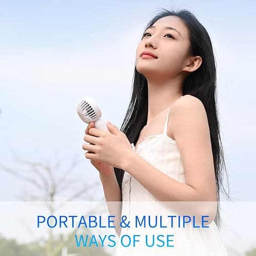 Mini Portable Fan 2 Pack, Cute Handheld Fan Battery Operated Lightweight Small Personal Fan with 3 Speeds and USB Rechargeable Eyelash Fan for Stylish Girl Kids Women Men Office Outdoor Travel Camping thumbnail 6