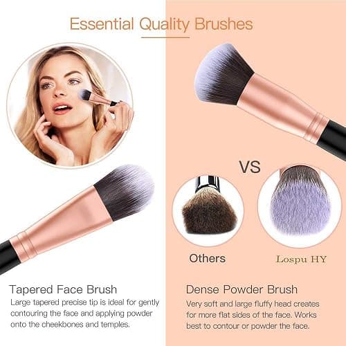 Makeup Brushes AMMIY Makeup Brushes Sets 18-Piece Rose Golden Make-up Brush Sets Premium Synthetic Wood Handle Face and Eye Brushes for Foundation, Powder, Concealers, Blush, and Eyeshadow thumbnail 4