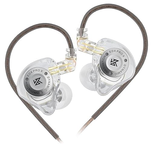 LINSOUL KZ EDX Pro X Écouteurs intra-auriculaires, pilote dynamique unique, moniteur intra-auriculaire HiFi avec forme ergonomique, casque de jeu filaire (sans microphone, transparent) - Image 1