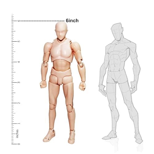 Artists Manikin Art Mannequin Figures Supplies Drawing Tools,Small Drawing Figure Model for Sketching,Painting,Action Figure Set(Flesh,Male) thumbnail 3
