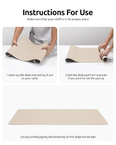 YSAGi Leather Desk Pad Protector, Office Desk Mat, Large Mouse Pad, Non-Slip PU Leather Desk Blotter, Waterproof Laptop Desk Writing Pad for Office and Home (23.6" x 13.8", Eggshell) thumbnail 9