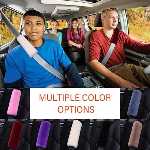 SSNNUU 2PCS Fluffy Car Seatbelt Covers - Soft&Comfortable Plush Seat Belt Cushion Protects Shoulder - Universal Seat Belt Covers for Adults or Children Fits Car Truck SUV Van RV (Black/2pcs) thumbnail 6