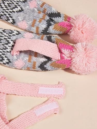 MaruPet Dog Hat & Scarf Set, Dog Knitted Hat Pet Christmas Winter Caps Cute Neck Scarf Party Decoration for Pet Cat and DogA-Pink Diamond Small thumbnail 5