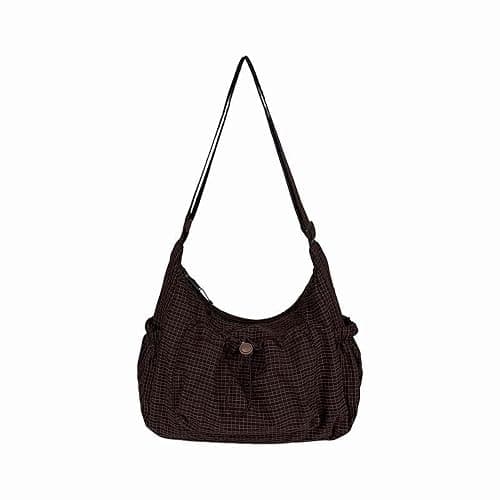 Plaid Crossbody Bags, Slouchy Hobo Crossbody Bag, Cute Messenger Bag, Nylon Crescent Crossbody Purse, Trendy Everyday Purse - Image 1