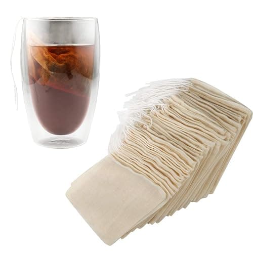 Tea Filter Bags, 50 Pack Housim Reusable Cotton Tea Bags Empty Unbleached Strainer Filter Bags ECO Friendly Tea/Herb Brew Bags Loose Leaf Tea Infuser for Home Office Travel (3.1 x 3.9Inch) thumbnail 5