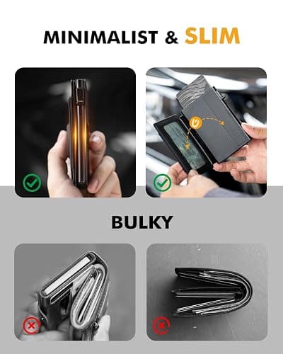 iwantit Front Pocket Wallet for Men: Slim with Detachable Money Clip Airtag Holder ID Window - RFID Blocking for Cards Cash Safe - Pop Up Bifold Wallet for Father, Husband, Friends (Black) thumbnail 8