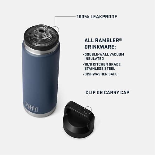 YETI Rambler 26 oz Bottle, Vacuum Insulated, Stainless Steel with Chug Cap, Black thumbnail 2