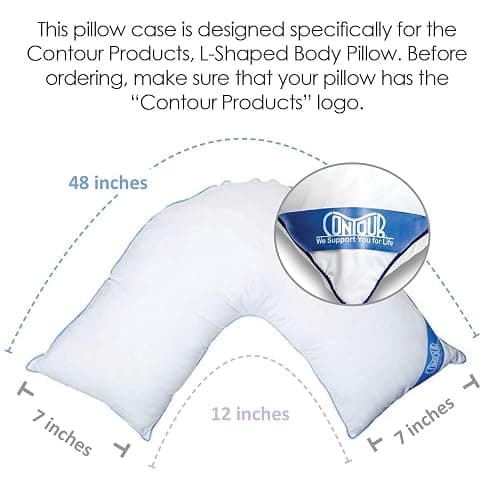 Contour Products L Pillow Case, White, Made Specifically for The Contour Products L-Shaped Body Pillow thumbnail 5