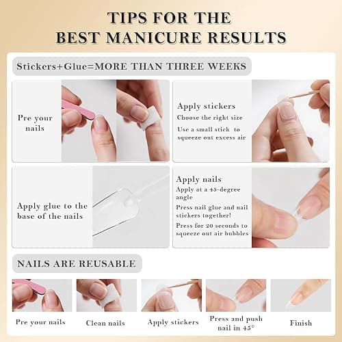 Nude Pink French Press on Nails Short Almond with 3D Flower Design, White French Tip Glossy Press Glue on Nails for Women with Kit, Reusable Soft Gel Stick on Cute Fake Nail with Designs Perfectly Fit thumbnail 7