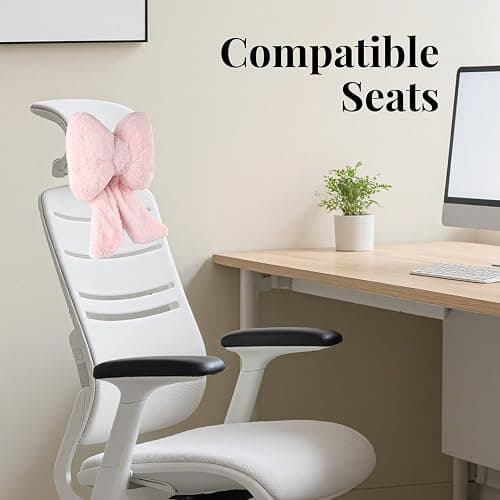 iHUFeather 2 Pack Bow Car Headrest Pillows Plush Neck Pillows for Travel Driving Office Chair Head Support Cushions, Also Cute Car Decor Accessories for Women (Pink) thumbnail 6