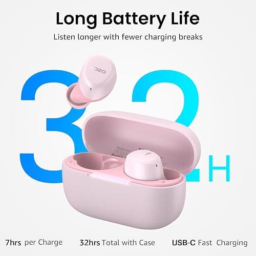 TOZO A1 Wireless Earbuds Bluetooth 5.3 Light Weight in Ear IPX5 Waterproof Headphones 2 Mic for AI Calls, Immersive Premium Sound Bass Headset with Charging Case, 32 Presets EQ Customization via App thumbnail 4