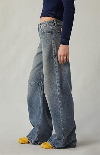 PacSun Women's Remi Baggy Barrel Jeans Knee Dart Dark Indigo thumbnail 2
