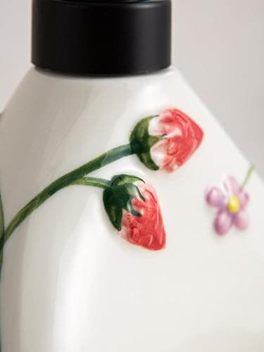 Ceramoira Strawberry Soap Dispenser with Sponge Holder for Countertop, 20oz | Artisanal Handmade, 2-in-1 Cute Lotion Pump, Ceramic Liquid Dispenser & Caddy Combo for Kitchen & Bathroom thumbnail 6