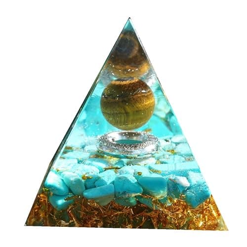 Besorgone Orgonite Pyramid for Positive Energy Chakra Orgone with Crystal Healing Stones Attract Wealth Wisdom Meditation Gift (Tiger Eye - Turquoise) thumbnail 5