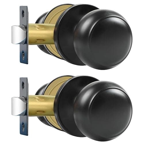 RAZCC Passage Door Knobs, 2 Pack Matte Black Door Knobs, for Hallway & Closet Non-Locking Interior Round Door Handles Keyless Reversible for Left Right Handed Doors - Image 1
