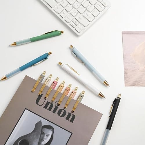 Linbsunne Ballpoint Pens Black Medium Point 1mm Pen with Super Soft Grip Ball Point Pen for Men Women Retractable Pens (gold-12 pcs) thumbnail 5