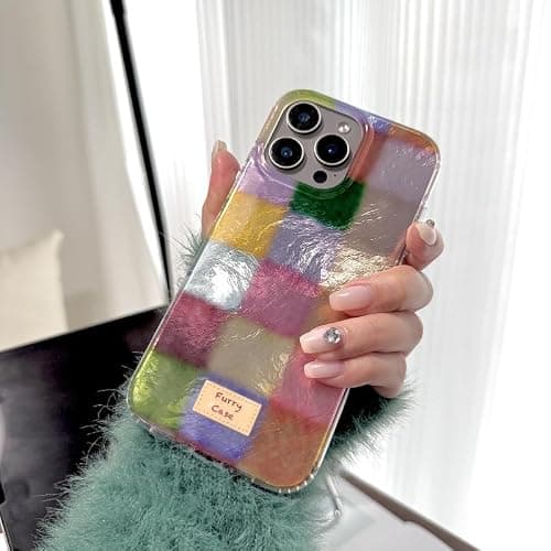 Reownest Handyhülle für iPhone 13/iPhone 14 Hülle, Cute Bunt Dopamin Kariert Muster Aesthetic Design mit Stoßfeste Kratzfeste Soft Case für Mädchen Frauen - Bunt thumbnail 5