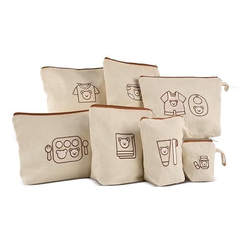 Mini Nomad 7PCs Diaper Bag Organizer Pouches for Baby Kids Travel Essential Storage, Large Waterproof and Zipped Baby Packing Cubes - Image 1