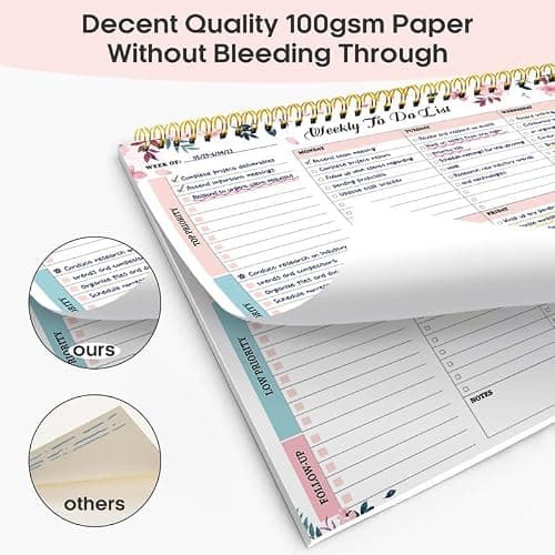 Taja Weekly To Do List Notepad with 52 Undated Sheets（8.5"×11"）- Weekly Desk Planner for Women & Man, Work and Home - 1 Pack Whispering Petal thumbnail 4