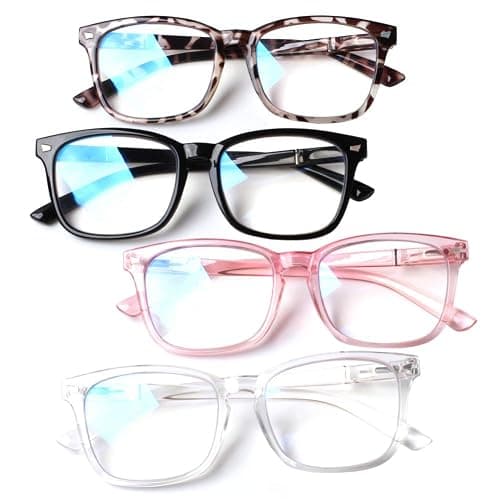 Henotin 4-Pack Blue Light Blocking Reading Glasses Women Men,Spring Hinge Computer Readers,Anti UV Ray Square Nerd Eyeglasses (Mixed Color, 1.25, Diopters) - Image 1