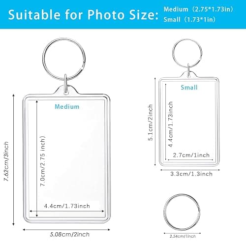 Timerchin Personalized Custom Picture Frame Keychain 6PCS Acrylic Clear Rectangle Photo Keychain Blanks DIY for Loved Ones thumbnail 2
