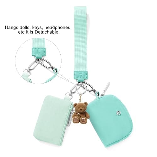 Keychain Wallet Mini Zip Around Wristlet Wallets for Women Detachable Dual Pouch Wristlet Portable Coin Purse Small Wallets thumbnail 6