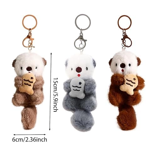 Plush Keychain Otter Charm for Women Teens & Animal Lovers | for Handbags Purses Backpacks & Car Keys | Birthday Gift thumbnail 5