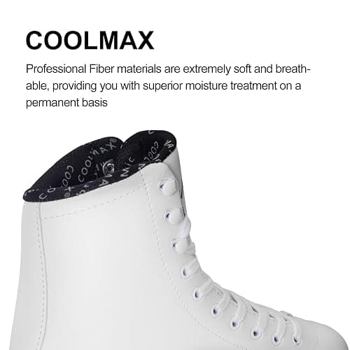 Nattork White Figure Skates Excellence Stainless Steel Blades Ice Figure Skating with Enhanced Support Strength Performance and Ultimate Comfort for Boys and Girls thumbnail 2