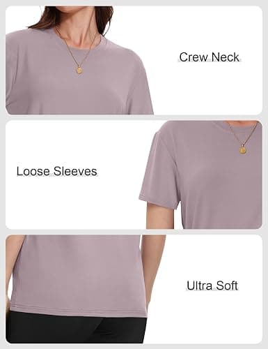 Kinglaman 4 Pack Women Basic T Shirts Tees Workout Short Sleeve Casual Tops | Loose fit, Crew neck, Athletic gym tops, Soft fabric for daily workout wear thumbnail 5