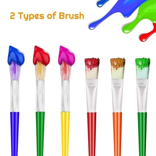 10Pcs Paint Brushes for Kids, Anezus Kids Paint Brushes Toddler Large Chubby Brushes Round and Flat Preschool Painting Brushes for Washable Paint Acrylic Paint thumbnail 5