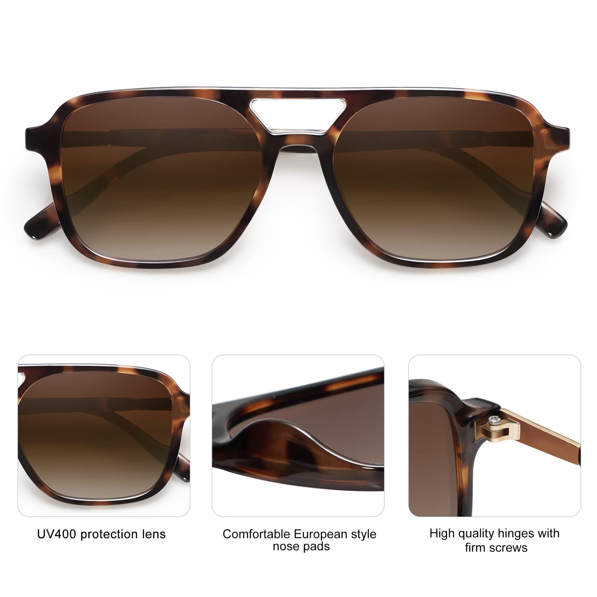 SOJOS Retro Aviator Sunglasses for Women Men, Trendy Rectangle Womens Mens Shades Sun Glasses SJ2202 thumbnail 6