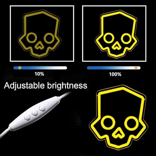 Tiabuy Skull Neon Sign Hero Diver Neon Lights for Game Room Decor, Man Cave Yellow Skeleton Skull Led Neon Light Bar Decor Perfect for Halloween Party,LED Lights with Dimmable Switch 11 * 12 INCH thumbnail 7