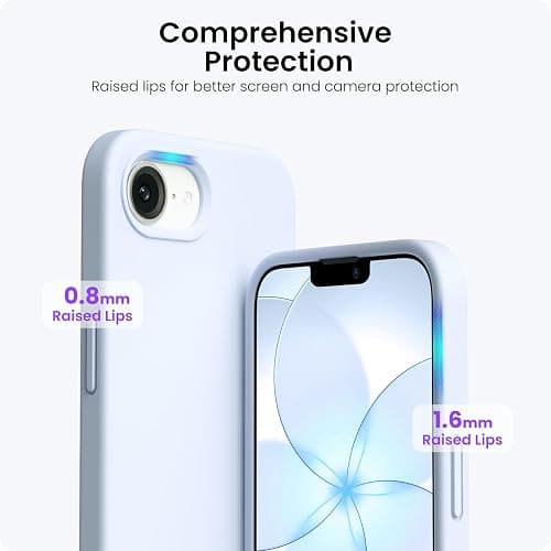 ORNARTO Compatible with iPhone 17e Case and for iPhone 16e Case 6.1", Liquid Silicone 3 Layers Full Covered Soft Gel Rubber Shockproof Cover, Protective Phone Cases for 16e & 17e-Baby Blue thumbnail 4