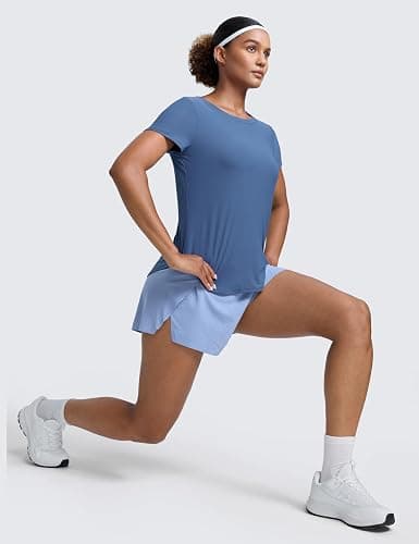 CRZ YOGA Cloudweight Workout Tops for Women Lightweight Athletic Short Sleeve Shirts Gym Running Side Slit T-Shirts thumbnail 5