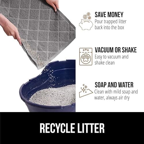 GORILLA GRIP Cat Litter Box Mat, 35x23, Water Resistant, US Designed Kitty Litter Trapping Mats, Easy to Clean, Scatter Control, Less Mess and Clean Floors, Kitten Supplies for Indoor Cats, Gray thumbnail 5